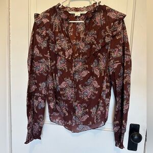 Veronica Beard Ruffled Print Blouse